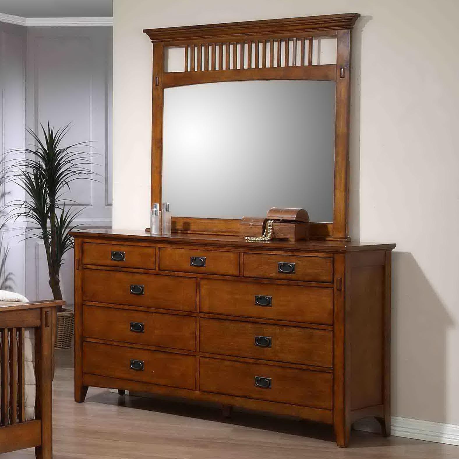 VFM Basicseee Trudy Mission Style Double Dresser and Mirror with Slat